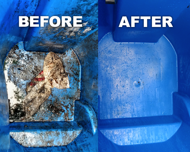 Before and After Trash Bin Cleaning and Disinfecting